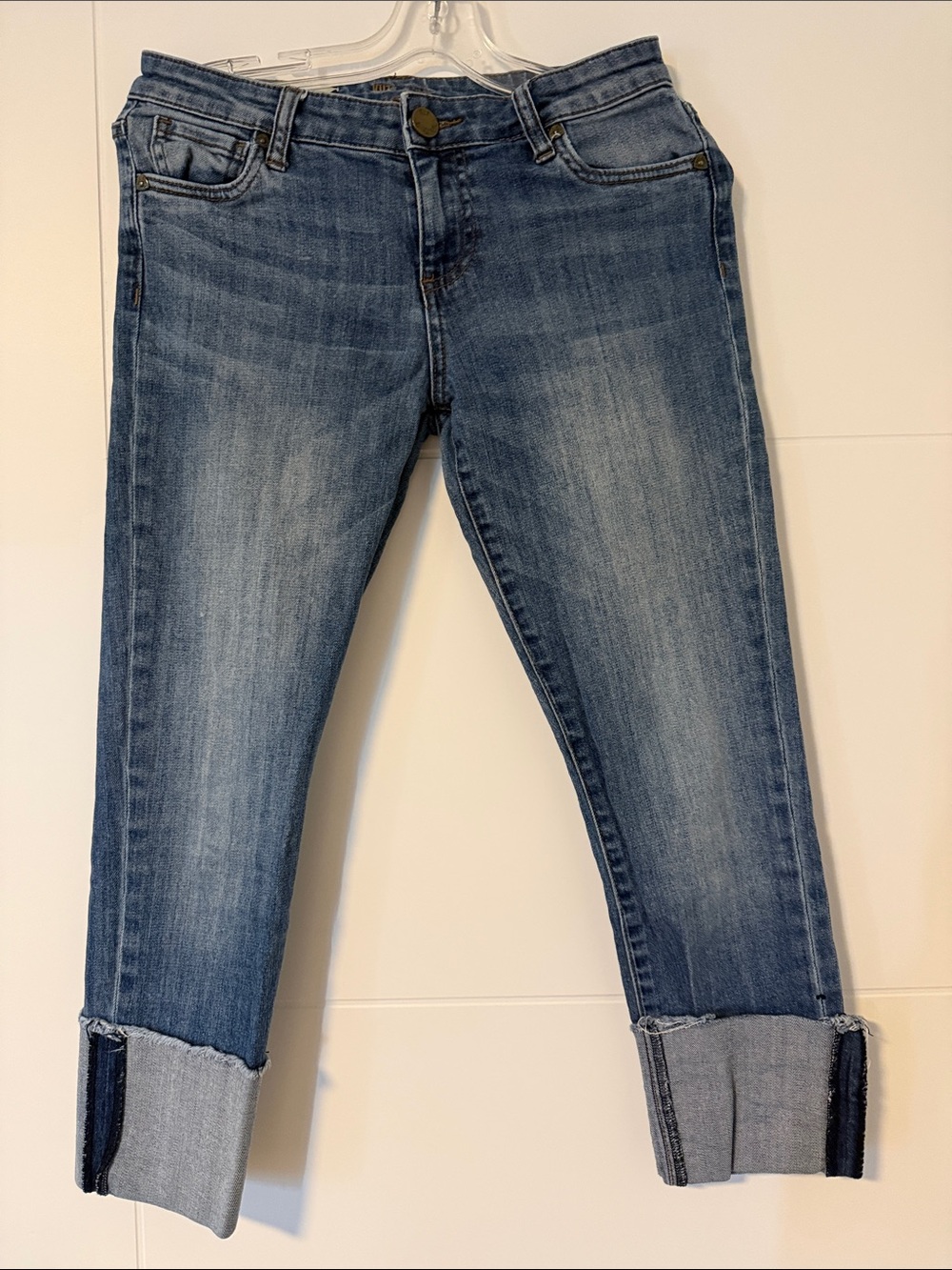 Kut from the Kloth Medium Blue Cropped Cuffed Jeans